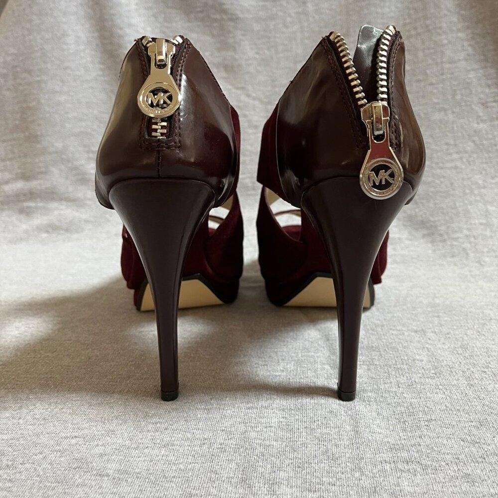 MICHAEL Michael Kors Burgundy Suede/Leather Heels, Never worn. Size 7 - Picture 4 of 12